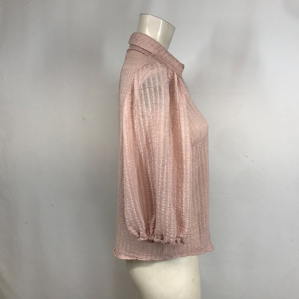IDEM DITTO - WOMEN'S MEDIUM - PINK 3/4 SLEEVE BUTTON UP TOP BLOUSE - Picture 4 of 8